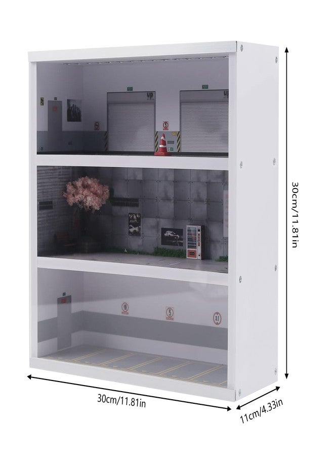 JAYEUW 1/64 Car Model Display Case with Parking Lot Scene Toy Model Car Display with LED Lights (1:64 Scale, 16 Parking Spaces) - Image 3